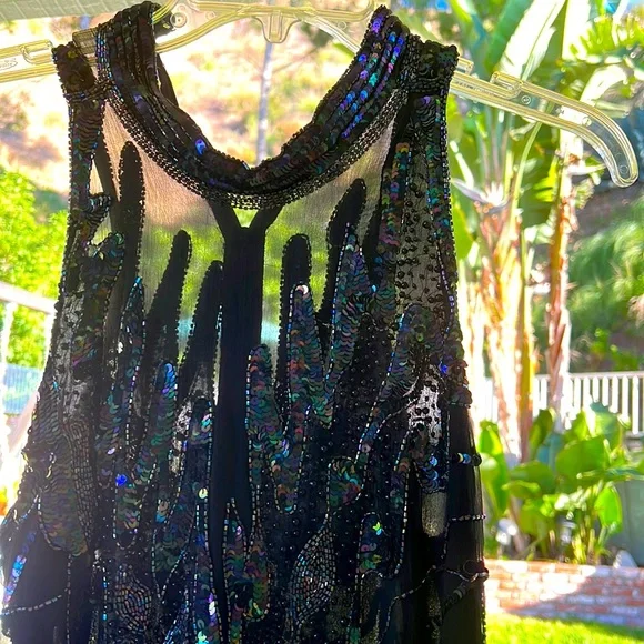 Beaded dress, very fitted..ptp 15 1/2 waist 13in , length approximately 39in - Picture 1 of 8